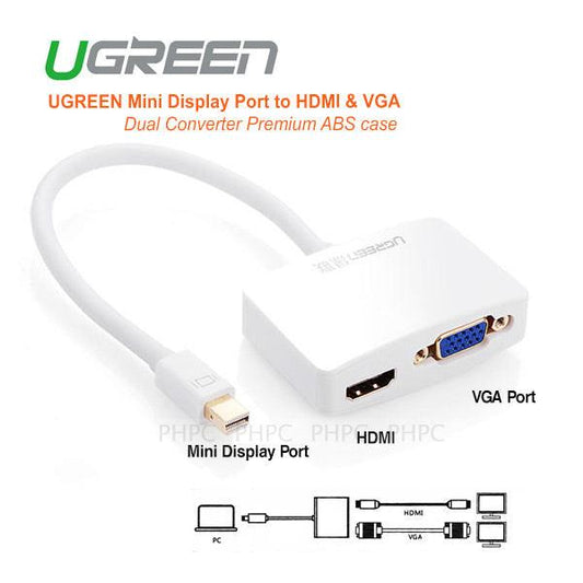 UGreen Mini Display Port to HDMI & VGA Dual Converter Premium ABS case (10427 ).