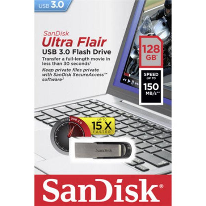 SANDISK 128GB CZ73 ULTRA FLAIR USB 3.0 FLASH DRIVE upto 150MB/s.