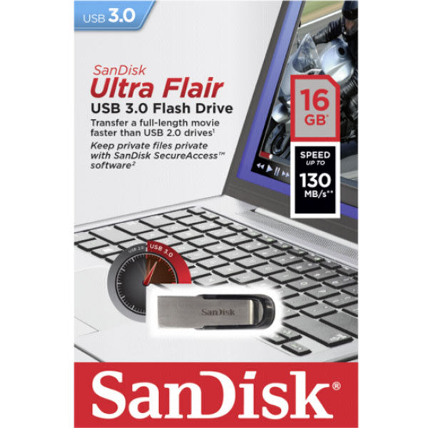 SANDISK 16GB CZ73 ULTRA FLAIR USB 3.0 FLASH DRIVE upto 150MB/s.