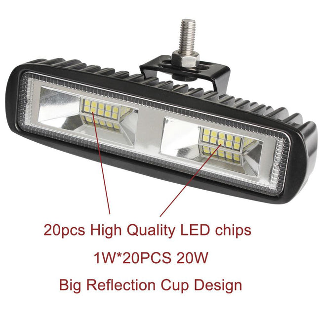 Pair 6inch 20w LED Work Driving Light Bar Ultra Flood Beam Lamp Reverse Offroad Main Image